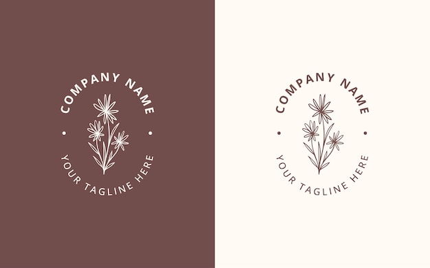 Logo feminino minimalista com modelo de logotipo botânico floral desenhado à mão