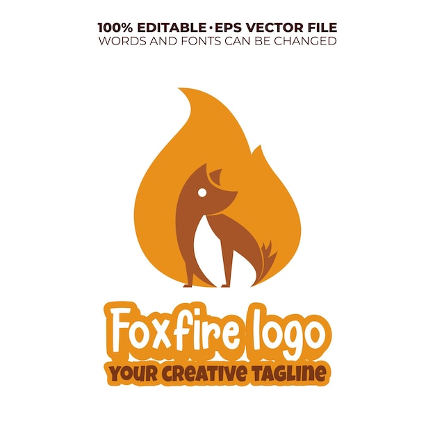 Logo fox com texto editável de fogo