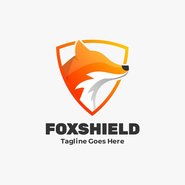 Logo Fox Shield Gradient Estilo Colorido.