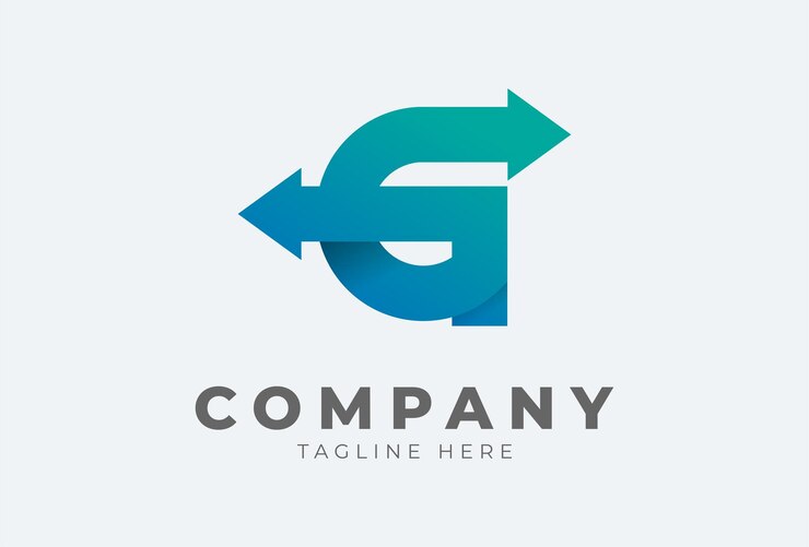 Vetor logo g inicial. letra g com seta em cor gradiente utilizável para finanças, logística e logotipo da empresa