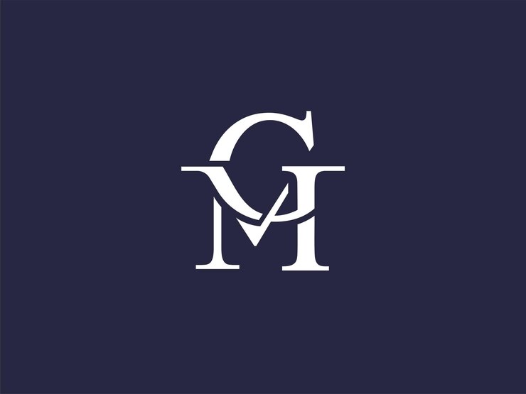 Vetor logo gm em estilo único, luxuoso, maduro e elegante. uma fonte com serifa de monograma clássico moderno.