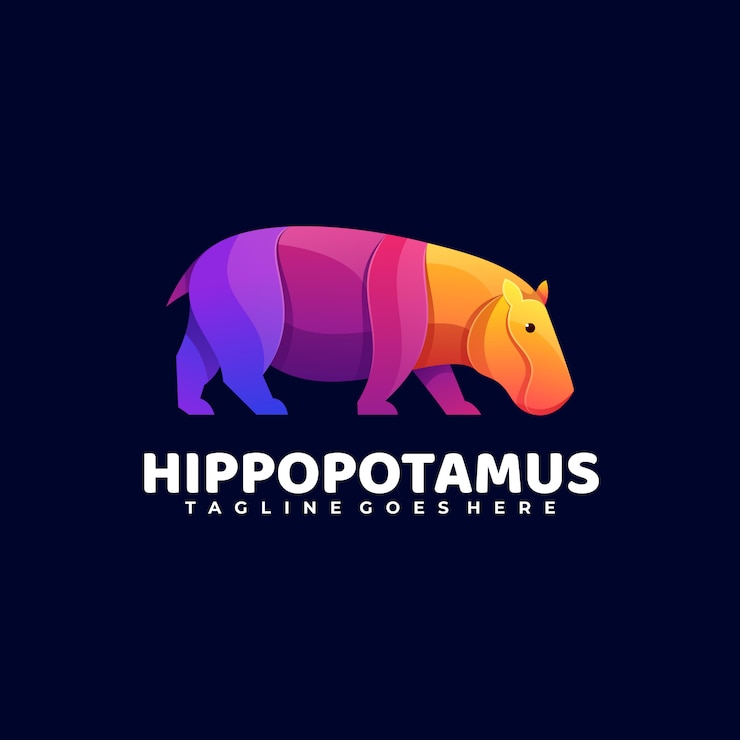Vetor logo hippo gradient colorful style.