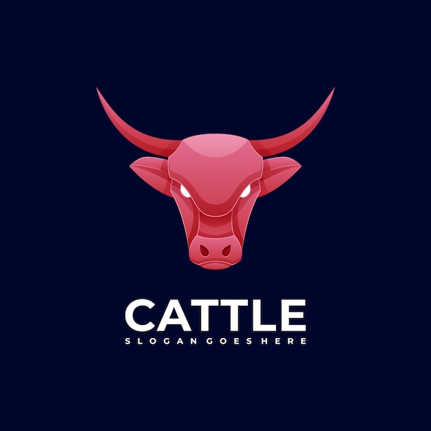 Logo illustration cattle head gradient colorful style.