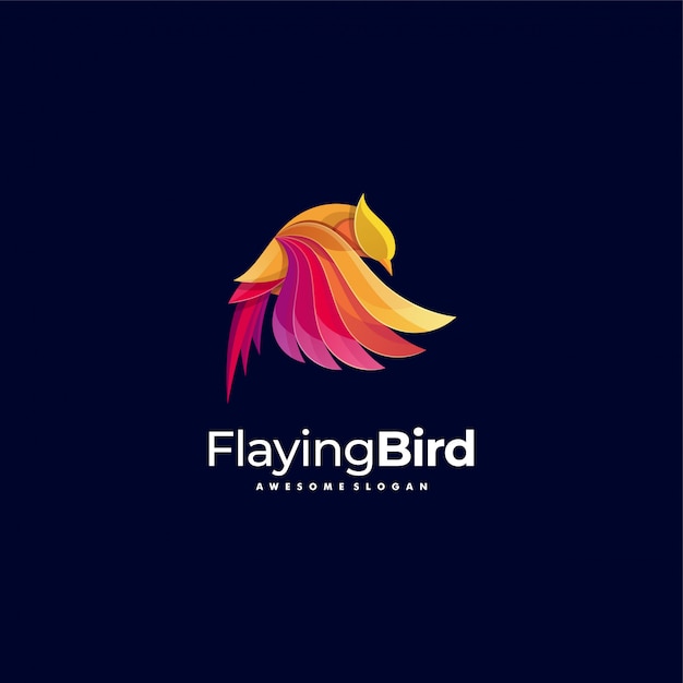 Logo illustration flaying bird gradient colorful style.