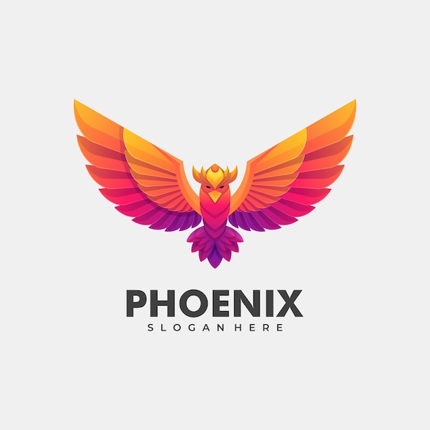 Logo illustration phoenix gradient colorful style.