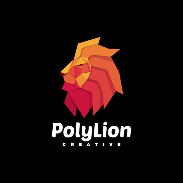 Logo Illustration Poly Lion Gradient Colorful Style.