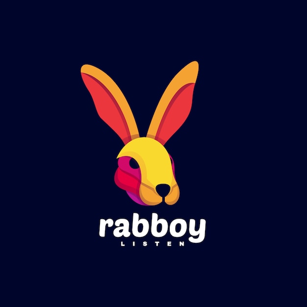 Logo illustration rabbit boy gradient colorful style.