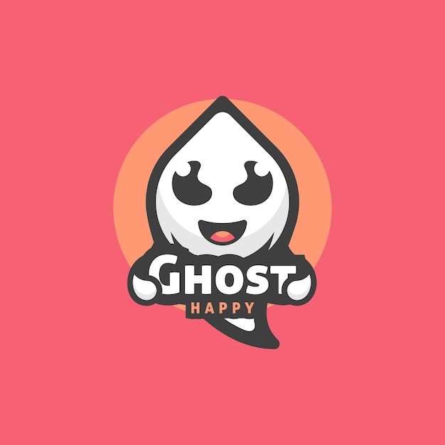 Logo ilustração ghost happy mascot cartoon style