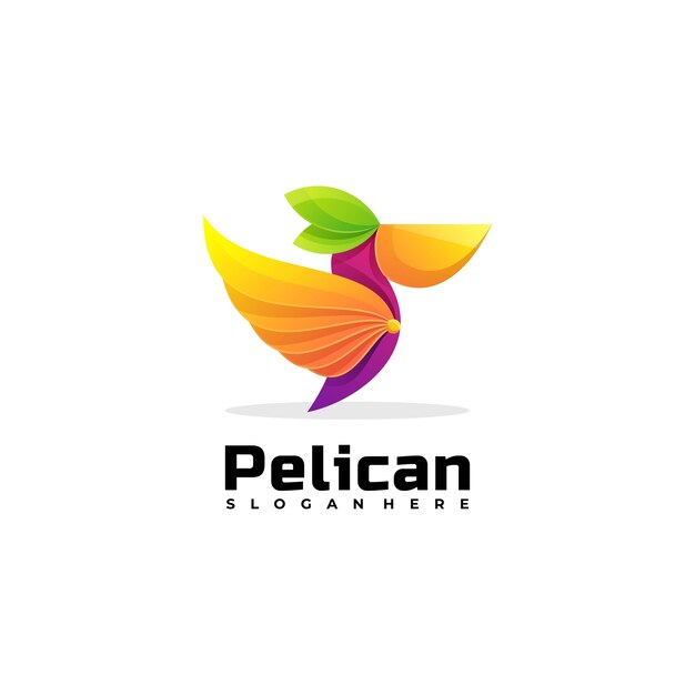 Logo ilustração pelican gradient colorful style.