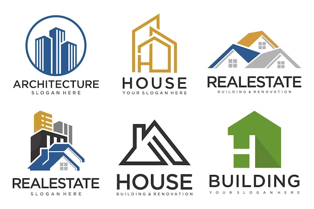 Logo imobiliário logotipo da casa e ícone do logotipo do edifício ilustração em vetor modelo de design