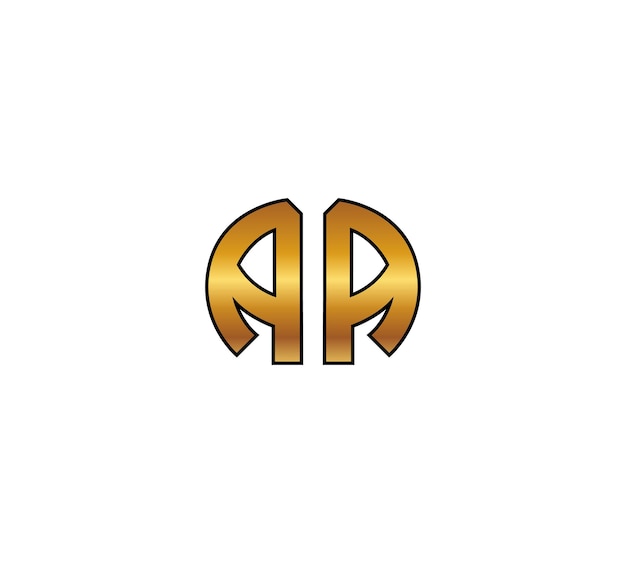 Vetor logo inicial aa com letras douradas