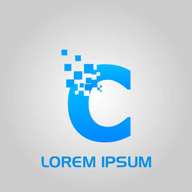 Logo inicial do estilo de fluxo de pixels da letra C