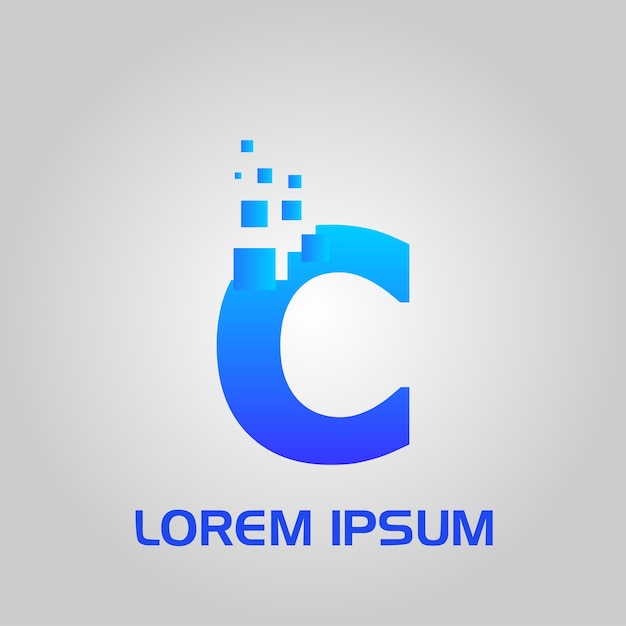 Logo inicial do estilo de fluxo de pixels da letra C