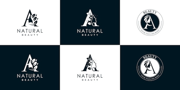 Vetor logo letra uma coleção de design com conceito de beleza da natureza vetor premium