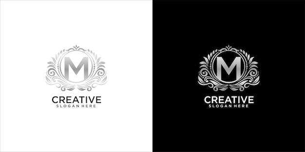 Logo m ornamento design de luxo