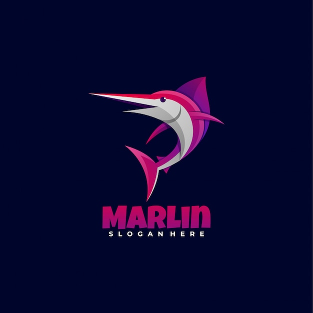 Logo marlin gradient colorful style.
