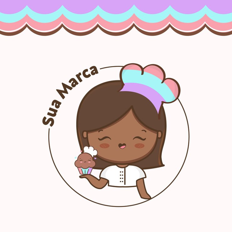 Vetor logo mascote menina bonita com ilustração de cupcake vector.