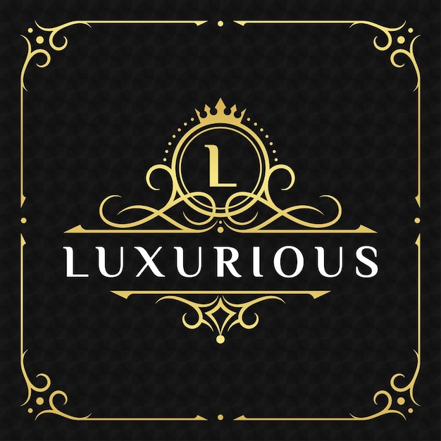 Logo ornamental coroa luxuosa dourada