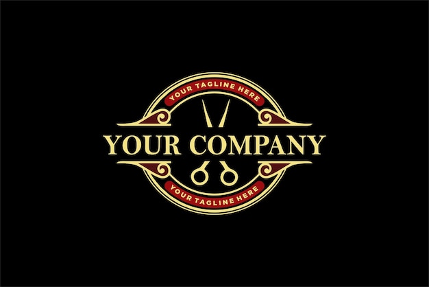 Logo ornamental de luxo real vintage de barbearia