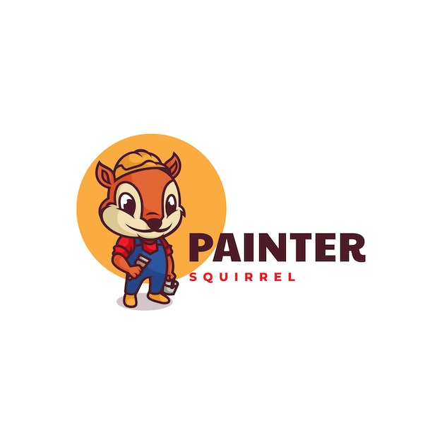 Logo painter squirrel mascot cartoon style