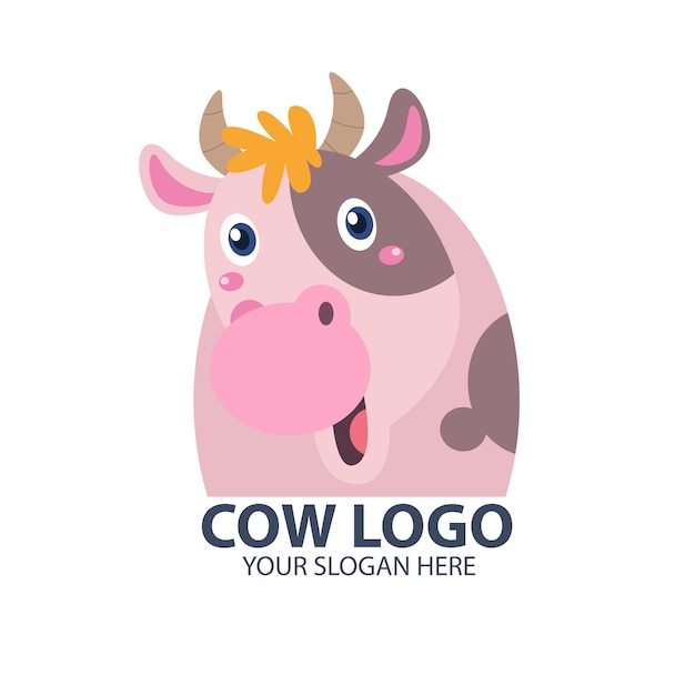 Logo para o seu negócio com personagem de vaca fofa