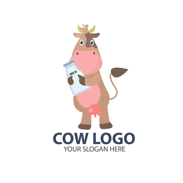 Logo para o seu negócio com personagem de vaca fofa