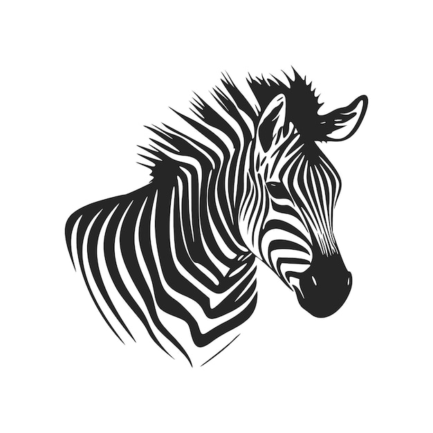 Logo preto e branco descomplicado com zebra charmosa