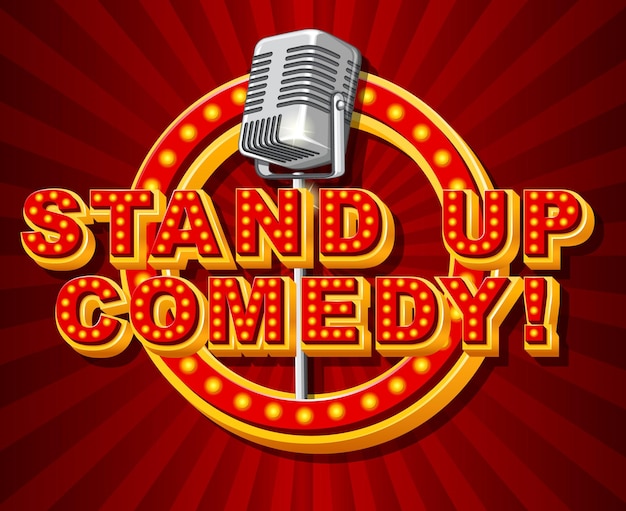 Vetor logo stand up comedy com microfone