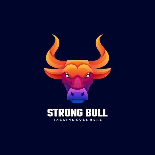 Vetor logo strong bull gradient colorful style.