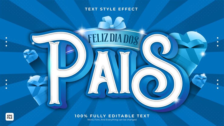 Vetor logo texto efeito editável celebração dia dos pais