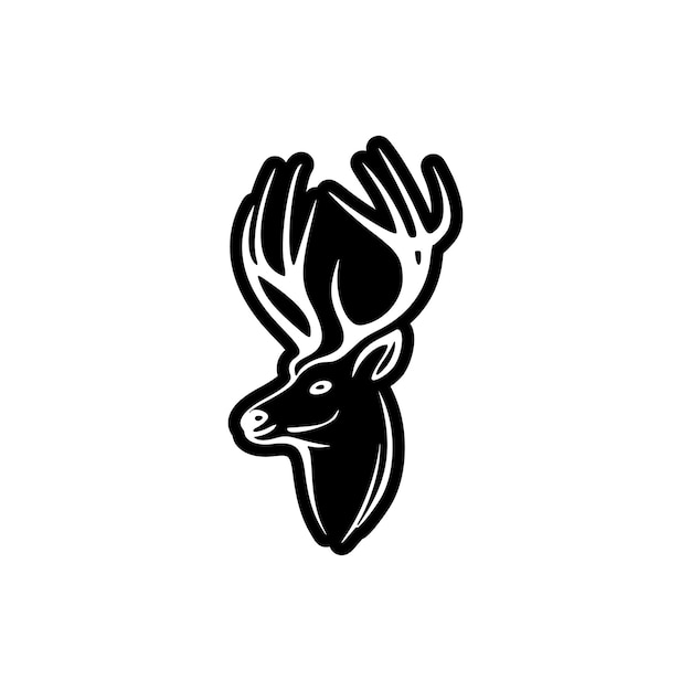 Logo vetorial de um cervo preto e branco simples e estiloso