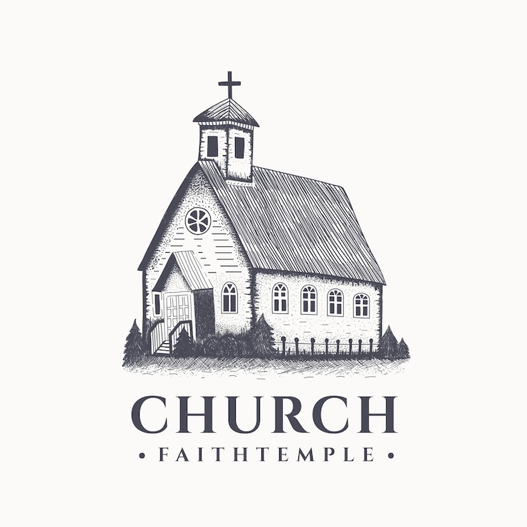 Vetor logo vintage monocromático da igreja