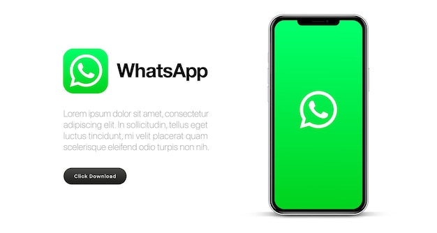 Vetor logo whatsapp e banner com maquete de smartphone. whatsapp é um aplicativo de mensagens para smartphones.