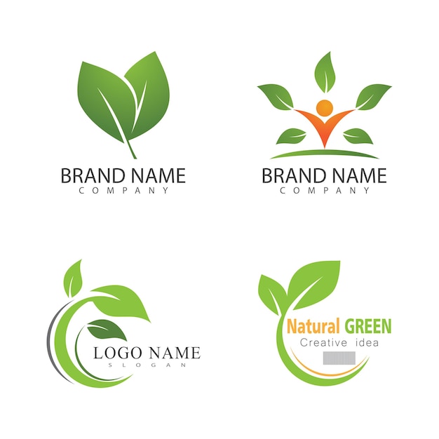 Logos do vetor de elemento de natureza ecologia de folha verde