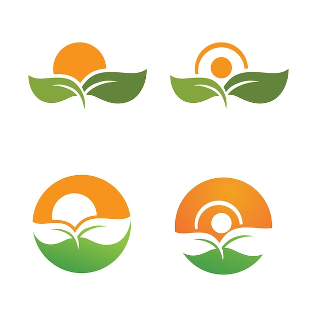 Logos do vetor de elemento de natureza ecologia de folhas de árvore verde