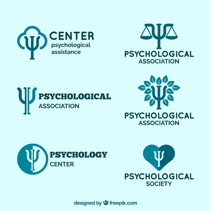 Vetor logos para centros psicológicos em tons azuis