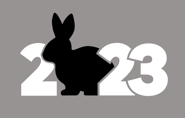 Logotipo 2023 com coelho ícone preto e branco legal e estiloso o ano novo chinês 2023 ilustração gráfica vetorial