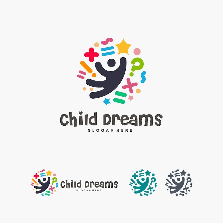 Vetor logotipo abstract circle child dreams, modelo de logotipo educação infantil, símbolo reach star