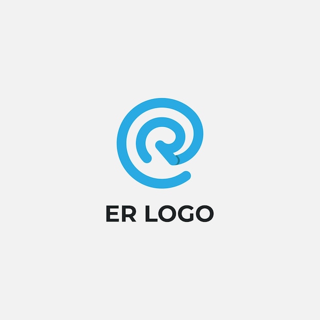 Vetor logotipo abstrato da carta do monograma das letras e e r
