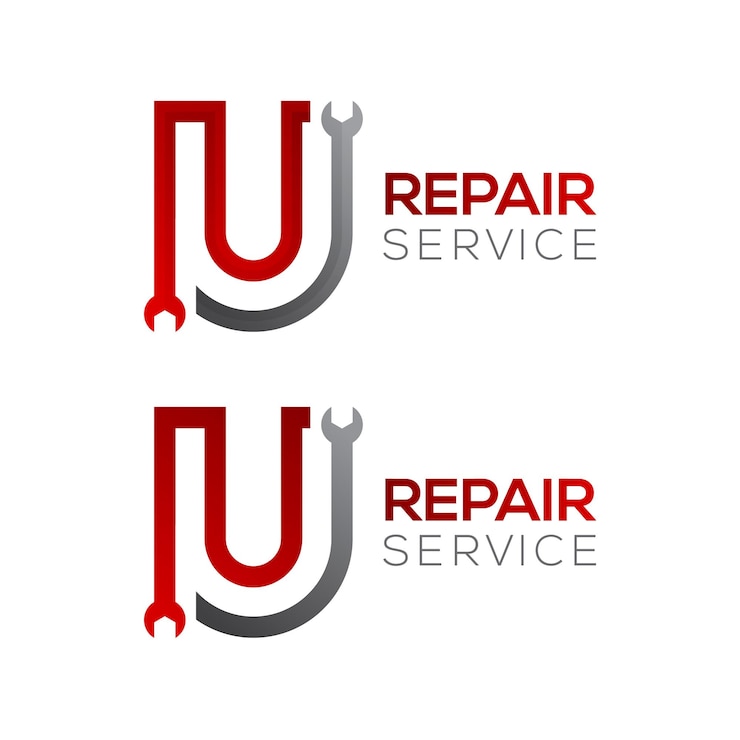 Vetor logotipo abstrato da letra u com conceito de chave inglesa para empresa de negócios de manutenção e serviço de reparo