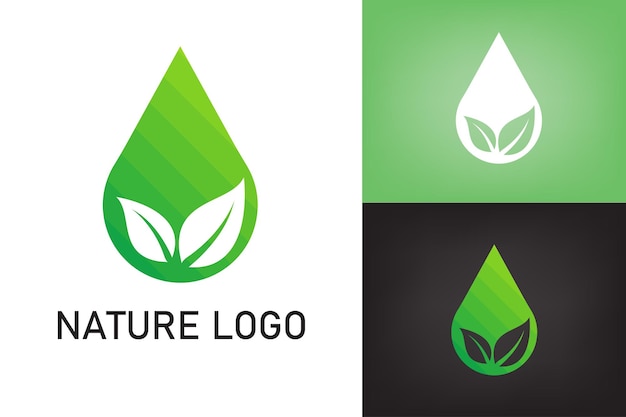 Logotipo abstrato folhas verdes da natureza com gota de água conceito de design ecologia ambiente