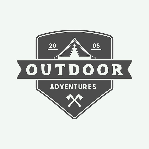 logotipo acampamento ao ar livre e aventura