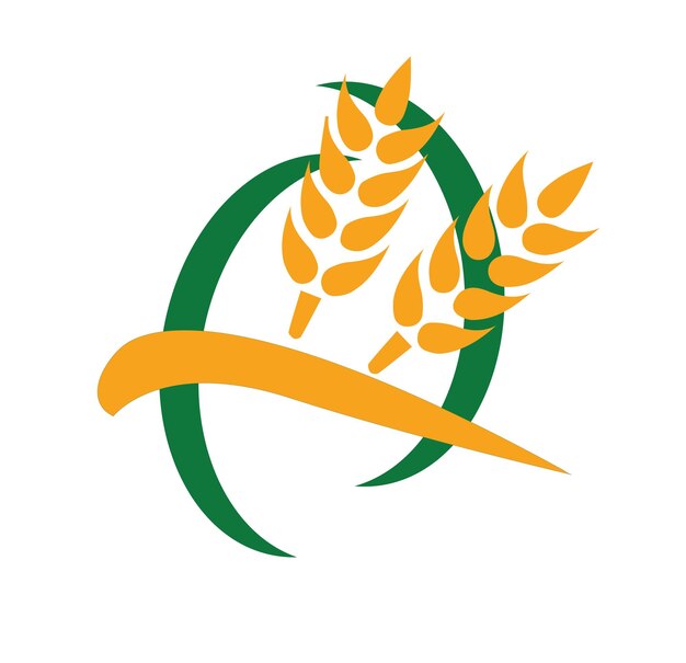 Logotipo agrícola com trigo e sol