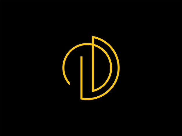 Logotipo amarelo da letra d em um fundo preto