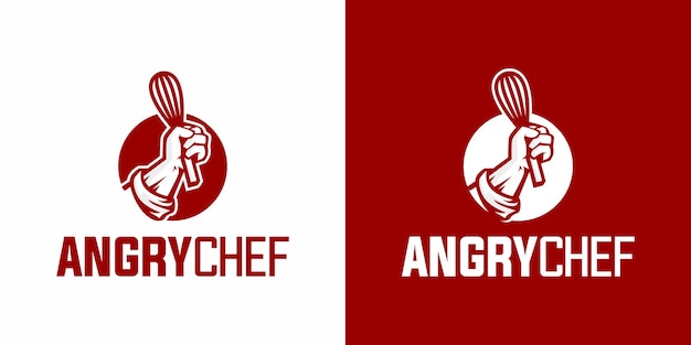 Vetor logotipo angry chef