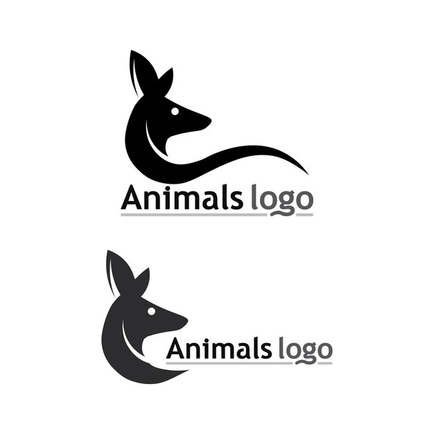 Vetor logotipo animal canguru e ilustração vetorial de design