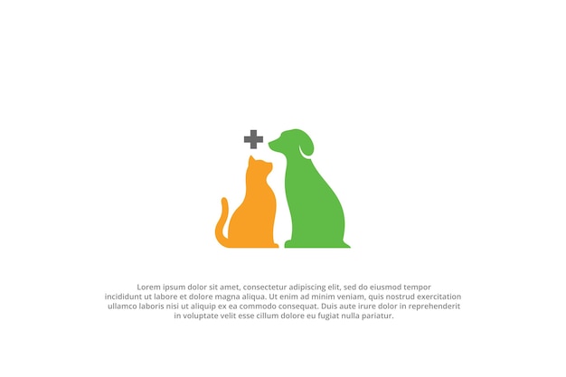 Logotipo animal de estimação cuidados veterinários médicos saúde animal cão gato cruz