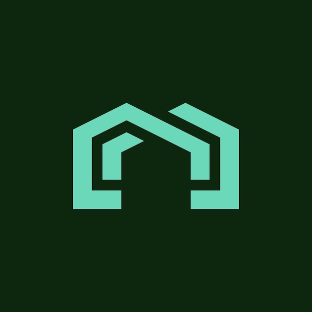 Vetor logotipo arquitetônico da casa letra inicial m moderna