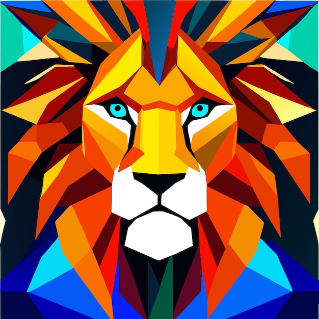logotipo artístico leão cores mistas vidro
