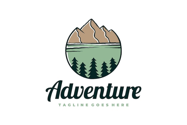 Logotipo aventura na montanha